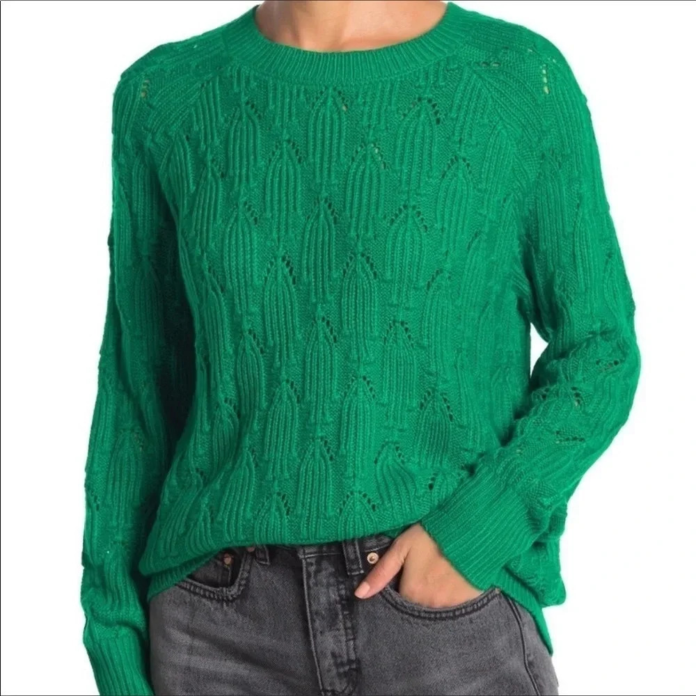 Elodie Nordstrom Cable Knit Pullover Sweater Top L